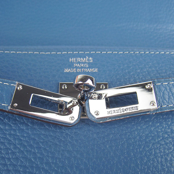 High Quality Hermes Kelly Long Clutch Bag Blue H009 Replica